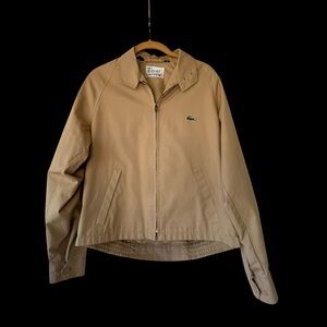 Vtg 80s IZOD Lacoste Beige Harrington Jacket Bomber Mens Sz M Alligator EUC